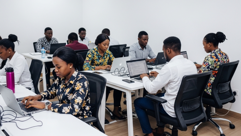Professionals working inside a shared office space in Kubwa Abuja